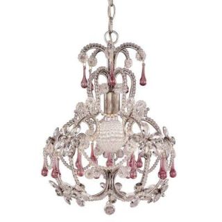 Illumine 1 Light Chandelier Distressed Silver Finish Pale Pink Crystals CLI SH202849283