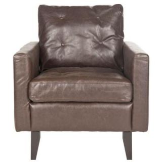 Safavieh Caleb Bicast Leather Club Chair in Antique Brown MCR4569C