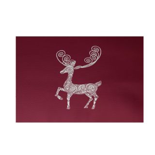 by design Deer Crossing Decorative Holiday Animal Print Cranberry