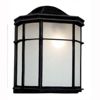 Bel Air Lighting Energy Saving 1 Light Outdoor Black Patio Wall Lantern with Frosted Acrylic PL 4484 BK