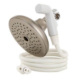 RINSE ACE Convertible Rainfall 2 in 1 1 Spray 6 in. Fixed Showerhead with Detachable Hose in Satin Nickel 3513   Mobile