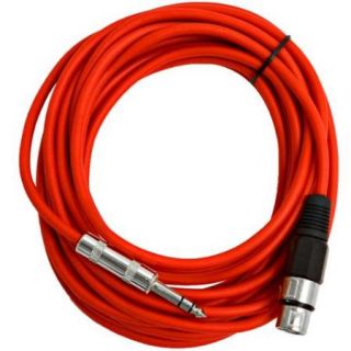 Seismic Audio   25 Ft Red XLR Female to 1/4" TRS Patch Cable Snake Cords   NEW Red   SATRXL F25Red