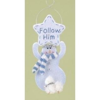 8" Religious "Follow Him" Festive Snowman Angel Christmas Ornament
