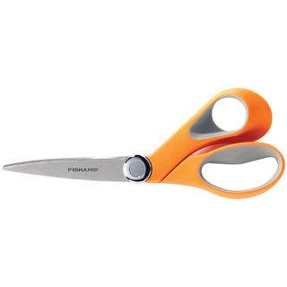 Softgrip 8 inch Orange Countoured handle Bent Sewing Scissors