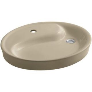 KOHLER Yin Yang Drop In Vitreous China Bathroom Sink in Mexican Sand with Overflow Drain K 2354 1 33