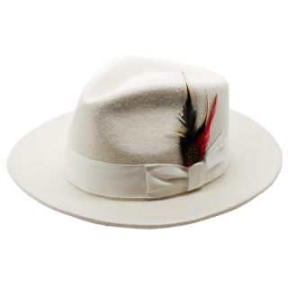 Ferrecci Mens Off White Wool Fedora Hat  ™ Shopping