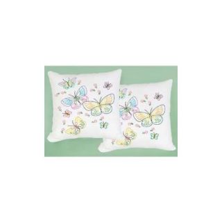 Stamped White Pillowtops 15" x 15" 2pk, Fluttering Butterflies