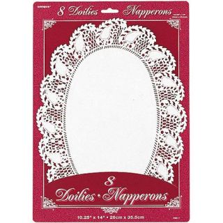 Oval White Lace Paper Doilies, 8ct