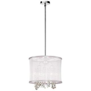 Radionic Hi Tech Bohemian 3 Light Polished Chrome Crystal Chandelier with White Organza Drum Shade 85312 PC 119