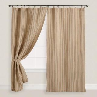 Natural Striped Jute Iron Ring Curtains, Set of 2