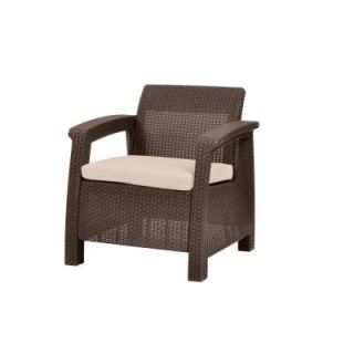 Keter Corfu Brown All Weather Patio Armchair with Tan Cushions 214769