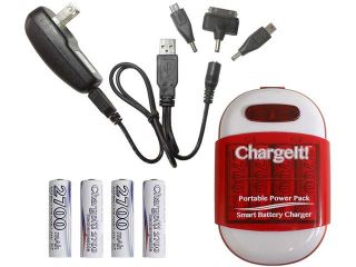 PC Treasures Red ChargeIt! Portable Power Pack for Charging Mobile Devices 08856