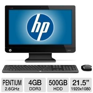 HP Omni 220 1025 Refurbished All In One PC   Intel Pentium G620 2.6GHz, 4GB DDR3, 500GB HDD, 21.5 Display, DVDRW, Windows 7 Home Premium 64 bit