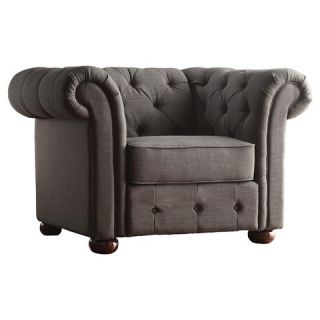 Inspire Q Beekman Place Chesterfield Arm Chair   Charcoal
