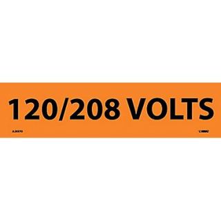 Electrical Markers, 120/208 Volts, 2.25X9, Adhesive Vinyl, 25/Pk
