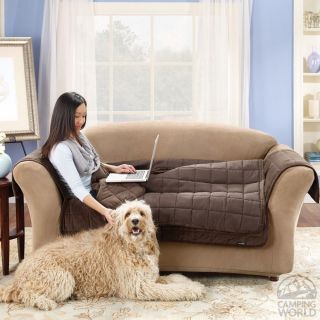 Deluxe Pet Loveseat Throw   52 Width, Brown   Sure Fit 047293392290   Furnishing Accessories