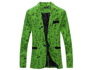 2015 Korean fashion mens suit jackets green flowers suits for men winter autumn