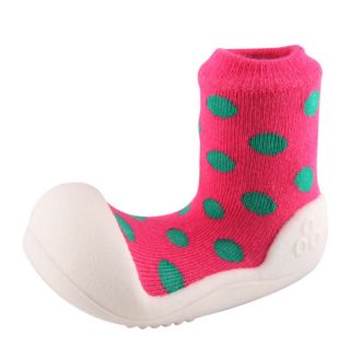 Attipas Infant Pink Polka dotted Cotton and Rubber Shoes   16818068