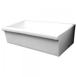 Whitehaus WHQ536 WHITE Kitchen Sink, 36" Quatro Alcove Fireclay Reversible w/Decorative 2 1/2" Lip On One Side & 2" Lip On Other, Single Bowl   White