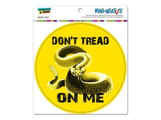 Black Yellow Gadsden Flag Don't Tread on Me Rattlesnake Tea Party   Circle MAG NEATO'S™ Automotive Car Refrigerator Locker Vinyl Magnet