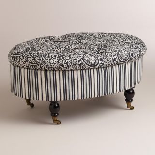 Oval Black and White Lucille Ottoman