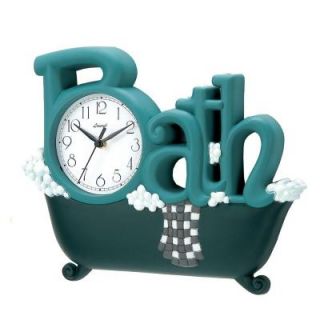 Nextime 11.38 in. x 14 in. Bath Rectangular Plastic Wall Clock DISCONTINUED 1572GRREMAIL