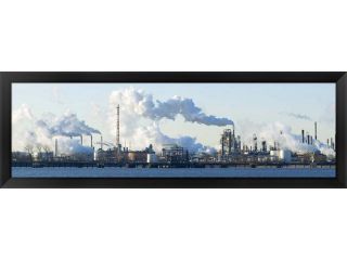 Oil refinery at the waterfront, Delaware River, New Jersey, USA by Panoramic Images Framed Art, Size 38 X 14