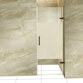 Vigo SoHo 28.5 in. x 70.625 in. Frameless Pivot Shower Door with Hardware in Oil Rubbed Bronze and Frosted Privacy Panel VG6072RBCMC28