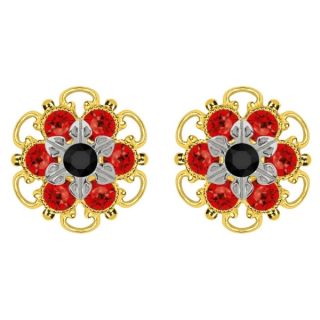 Lucia Costin Goldplated Sterling Silver Black/ Red Crystal Stud