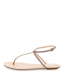 Sergio Rossi Leather Thong Sandal, Stone