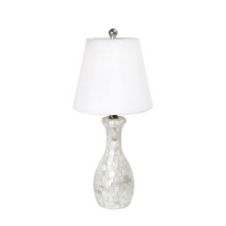 Elegant Designs Malibu 22.5 in. Trendy Seashell Tiled Mosaic Look Curved Table Lamp with Chrome Accents LT1002 SHL