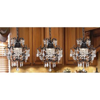 Gallery Versailles Wrought Iron and Crystal Mini Chandelier 3 in 1