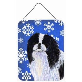 Japanese Chin Winter Snowflakes Holiday Hanging Painting Print Plaque