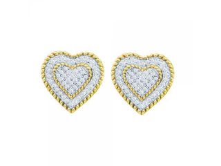 10k Yellow Gold 0.33 CTW Diamond Mond Heart Stud Earrings   2.819 gram    #556 55510