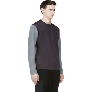 Calvin Klein Collection Heathered Grey & Black Crewneck Sweater