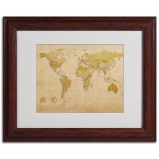 Michael Tompsett World Map Antique Framed Matted Art