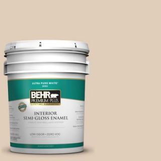 BEHR Premium Plus 5 gal. #PWN 66 Toasted Cashew Zero VOC Semi Gloss Enamel Interior Paint 305005