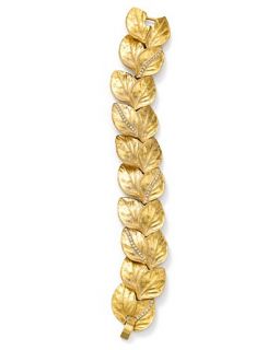 Carolee Lux Slightly Jaded Gold Plated Leaf Drama Bracelet