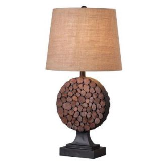 Kenroy Home 28 in. H Knot Golden Flecked Bronze with Wood Accents Table Lamp 32310GFBR