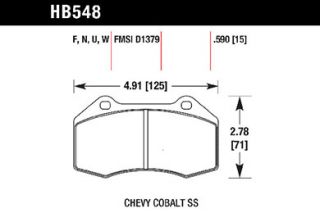 2007 2010 Chevy Cobalt Brake Pads   Hawk HB548N.590   Hawk HP Plus Brake Pads