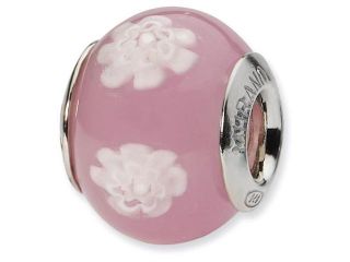 Sterling Silver Reflections Pink/White Italian Murano Bead