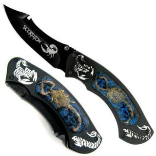 Whetstone Cutlery 25 016BL Cobalt Scorpion Hunter Pocket Knife Tactical Fold, Black/Cobalt Multi Colored