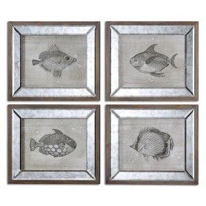 Uttermost 41700 Mirrored Fish Framed Art S/4