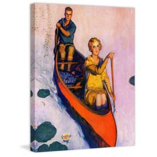 Marmont Hill Couple Paddling Canoe by McClelland Barclay Painting Print on Canvas