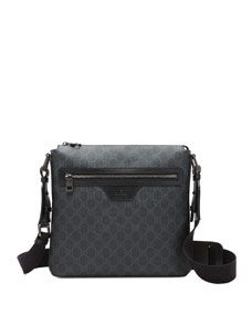 Gucci GG Supreme Small Canvas Messenger Bag, Black