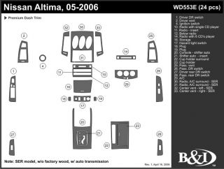 2005, 2006 Nissan Altima Wood Dash Kits   B&I WD553E DCF   B&I Dash Kits