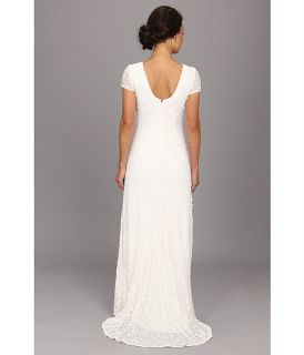 Adrianna Papell Cap Sleeve Scoop Back Beaded Down Dress