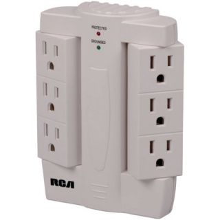 RCA PSWTS6R 6 Outlet Surge Protector Wall Tap
