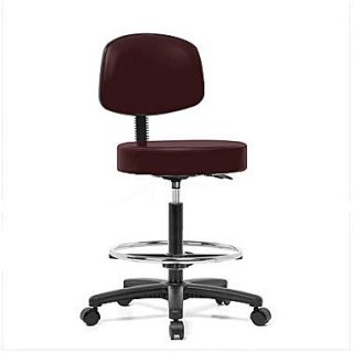 Perch Chairs & Stools Height Adjustable Exam Stool with Basic Backrest and Foot Ring; Burgundy